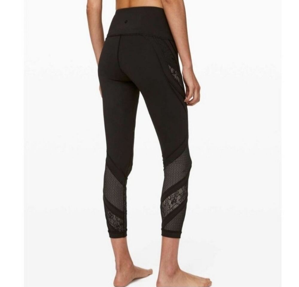 Lululemon Wunder Under Lace Tight Black High Rise Size 4
